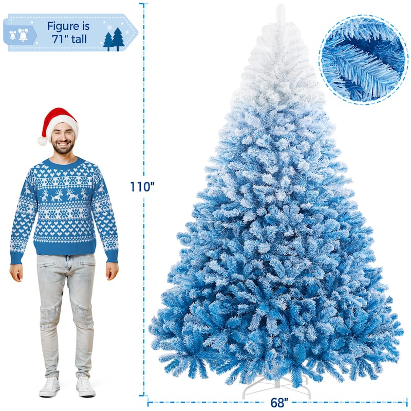 Yaheetech 9ft Pre-lit Flocked Artificial Christmas Tree with 900 Incandescent Warm White Lights & 2084 Tips