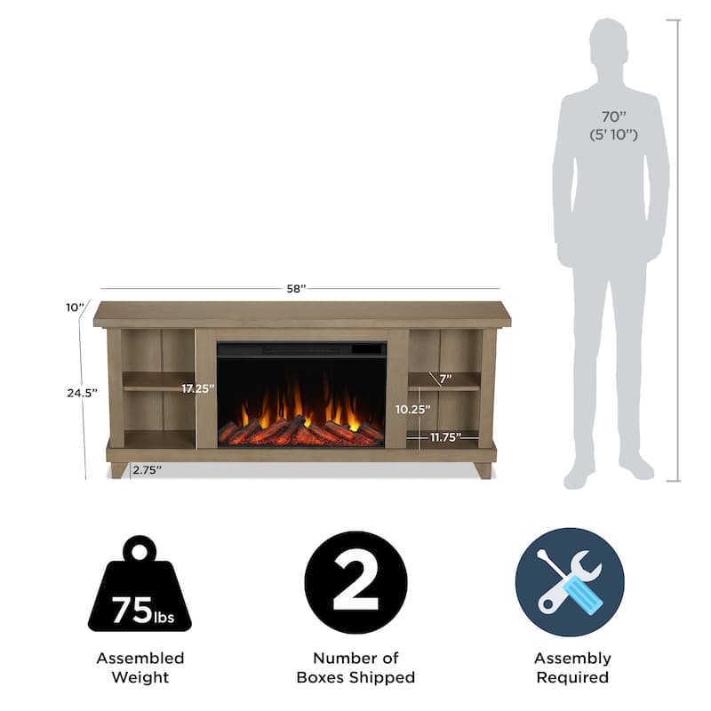 Penrose 58" Slim Electric TV Stand Fireplace by Real Flame
