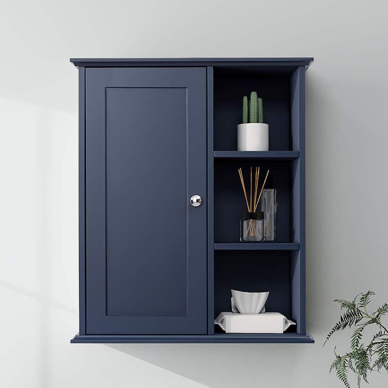 Wooden Medicine Cabinet Over The Toilet, Bathroom Wall Cabinet Storage Cabinet, Wall Mounted Storage Cabinet - Blue