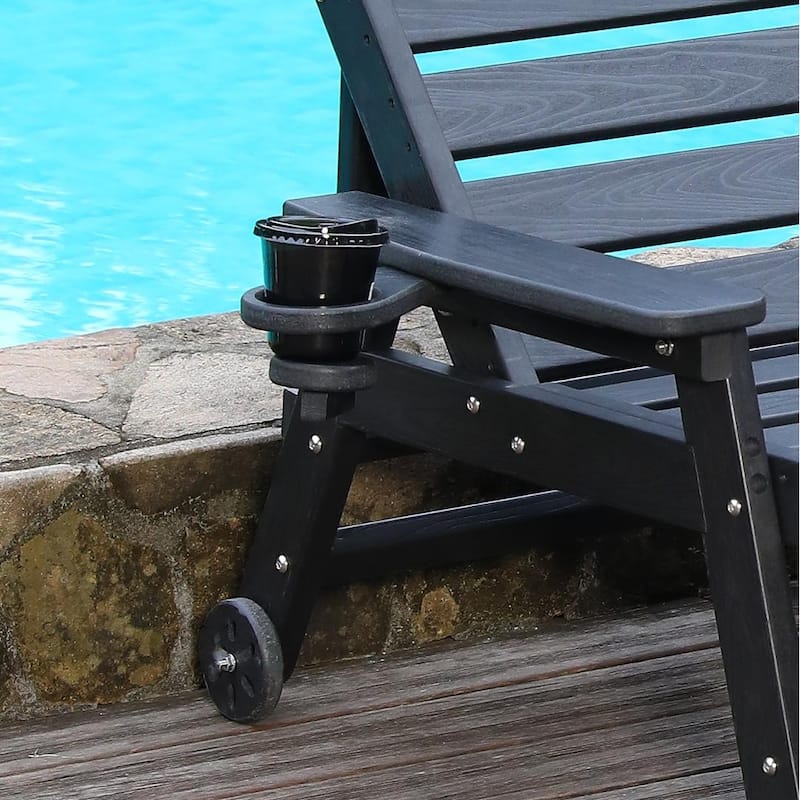 HDPE Chaise Lounge Chair Outdoor, Pool Lounge Chairs with 4-Position Adjustable Backrest, Supports Up to 400 LBS