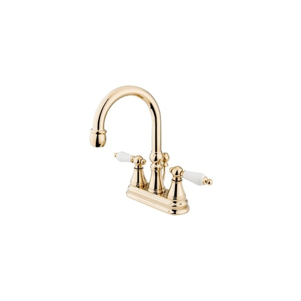 Elements Of Design ES2612PL Double Handle 4" Centerset Bathroom Faucet with Porcelain Lever Handles and Brass Drain Assembly