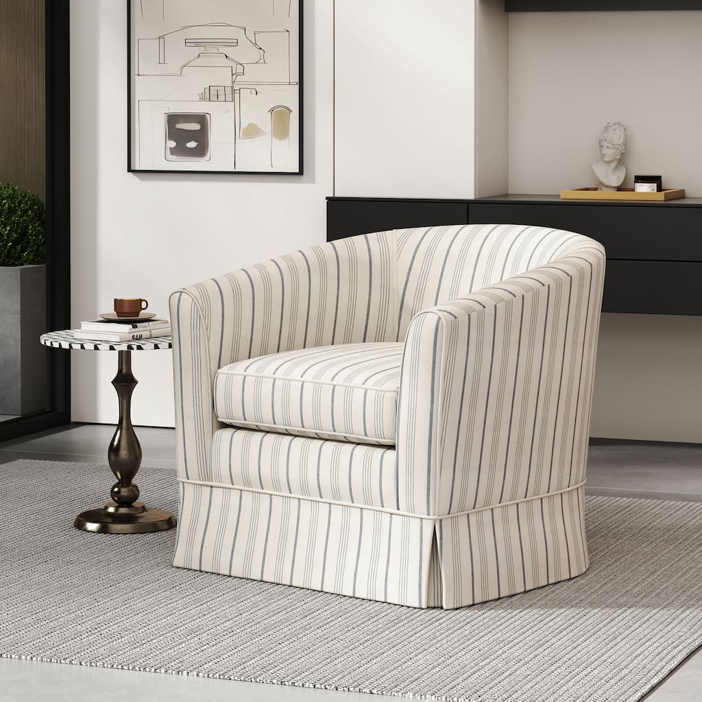 Swivel Accent Chair, Upholstered Square Chair, Swivel Barrel Reading Chair with Thick Padded Cushion, Arm Chair for Living Room
