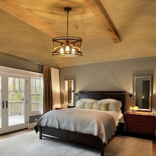 3 - Light Drum Chandelier - Matte Black