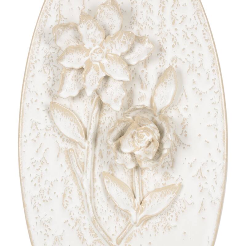 Ceramic Earthenware Textured Vase with Tapered Rim and Organic Pattern