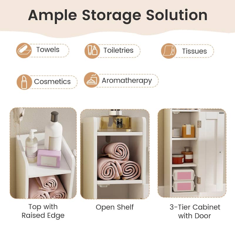 Costway Bathroom Storage Cabinet with Door Toilet Paper Holder Stand - See Details