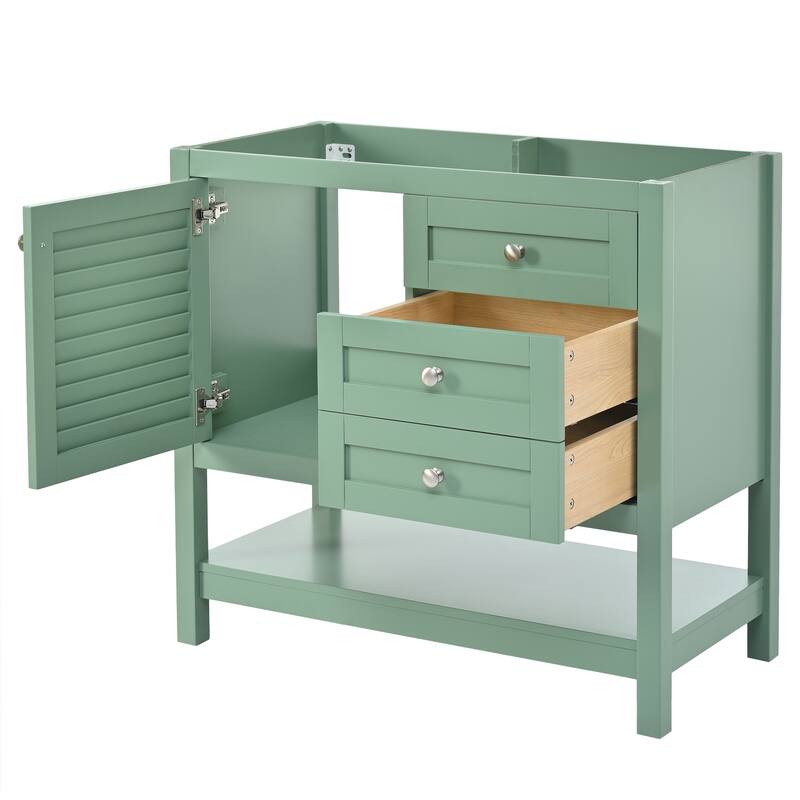 36'' Bathroom Vanity without Sink, Bathroom Storage Cabinet with Solid Wood Feet, 2 Drawers and Soft-Close Doors