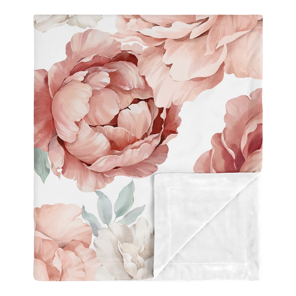 Boho Shabby Chic Floral Girl Baby Receiving Security Swaddle Blanket Ivory Bohemian Vintage Garden Watercolor Flower Elegant