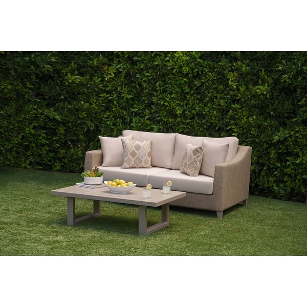 Abbyson Celeste 2 Piece Outdoor Sofa and Coffee Table Seating Set Bed
