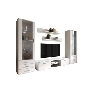 Soho 4 Modern Wall Unit Entertainment Center with 16 Color LED Lights