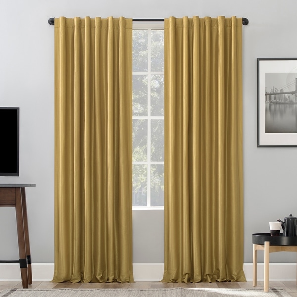 Sun Zero Evelina Faux Dupioni Silk Thermal Blackout Curtain Panel - On