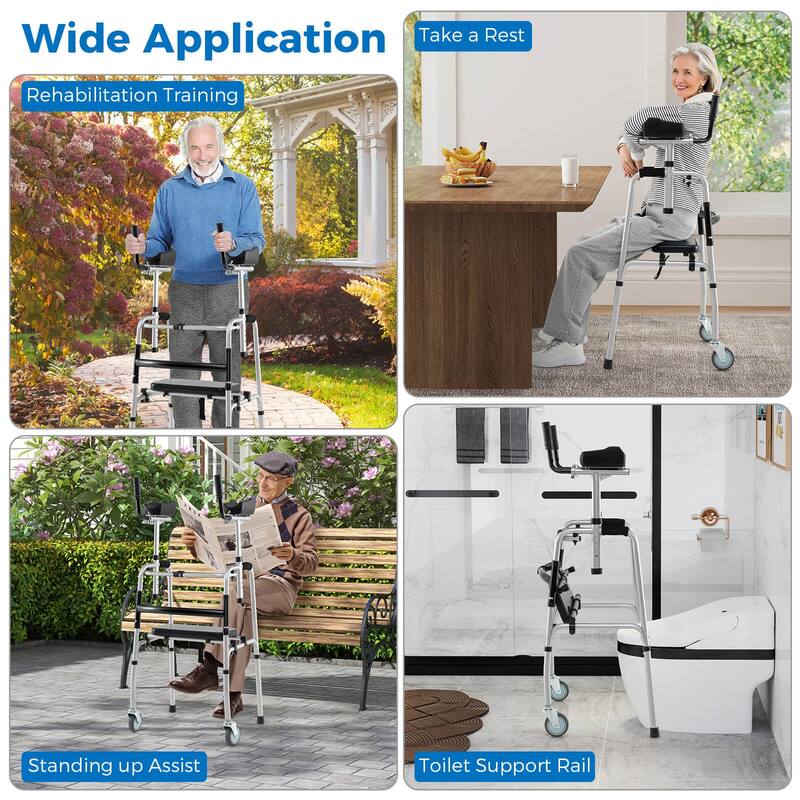 Costway Versatile Rolling Walker All Terrain Stand-Assist Walker with - See Details