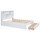 preview thumbnail 8 of 22, Queen Size Solid Pine Wood Platform Kids Bed Frame with Built-In Storage Shelves of the Headboard and 2-Drawers, White