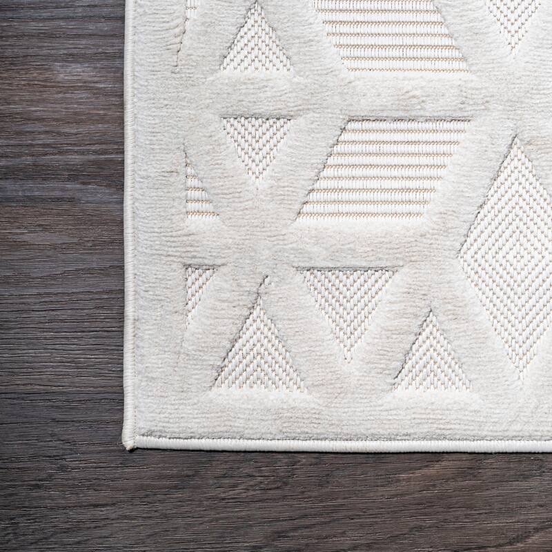 JONATHAN Y Peralta Neutral Geometric Indoor/Outdoor Area Rug