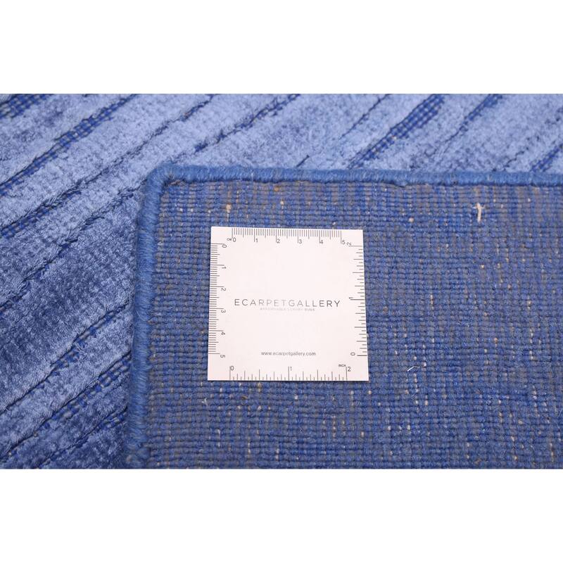 ECARPETGALLERY Hand Loomed Elysian Slate Blue Viscose Rug - 7'10 x 9'8