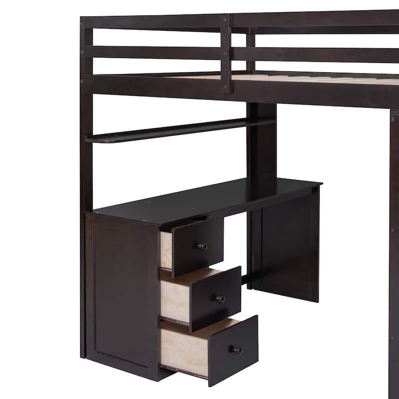 Loft Bed with Drawers,Desk,and Wardrobe