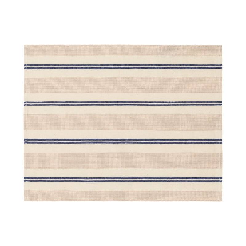French Home Set of 4 Cream, Blue, and Pink Striped Placemats