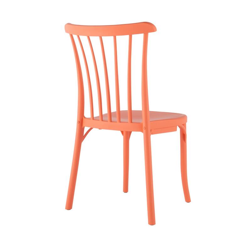 HomeRoots Set of Two Salmon Heavy Duty Plastic Outdoor Stacking Dining Chairs