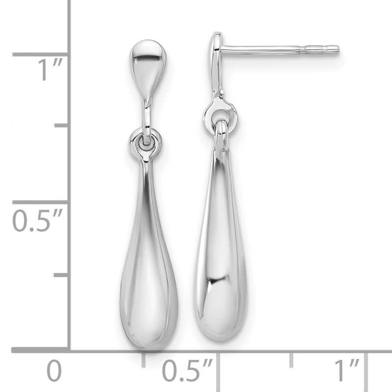 Curata 14k White Gold Polished Teardrop Post Guardian Angel Earrings - 26.87x4.89mm