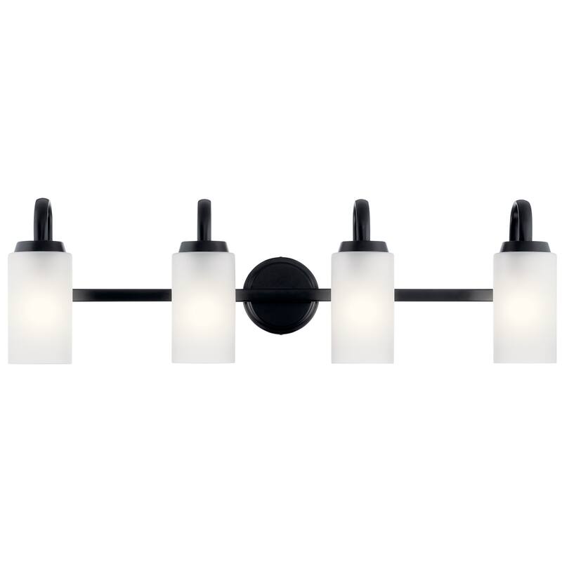 Kichler Lighting Kennewick 4-Light Vanity Light Black with Etched Glass