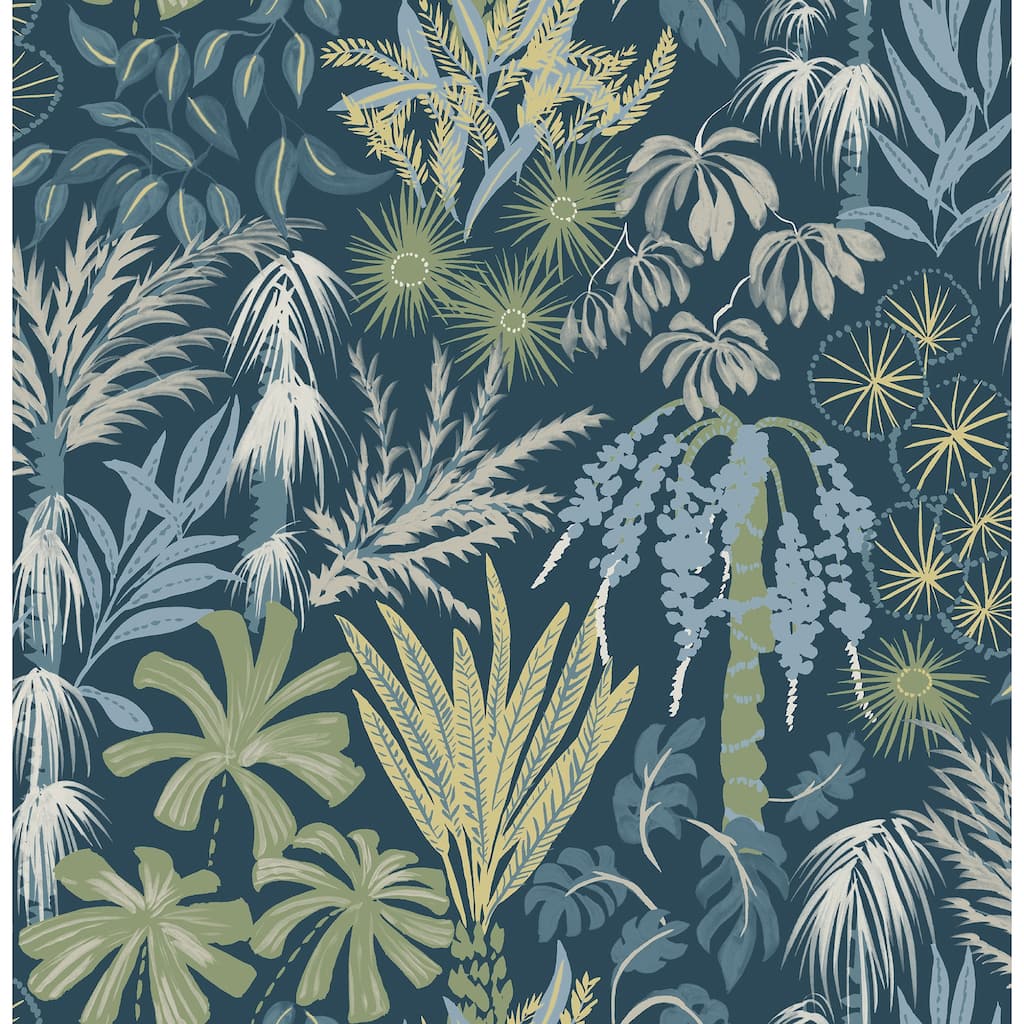 A-Street Prints Everglades Teal Botanical Wallpaper