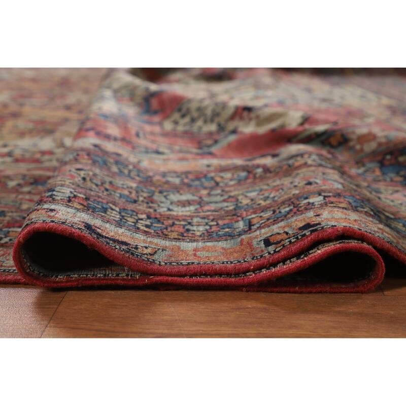 Hand Knotted Oriental 100% Wool Carpet Traditional Floral Beige & Ivories Kerman Area Rug - 12' 1'' X 6' 5''