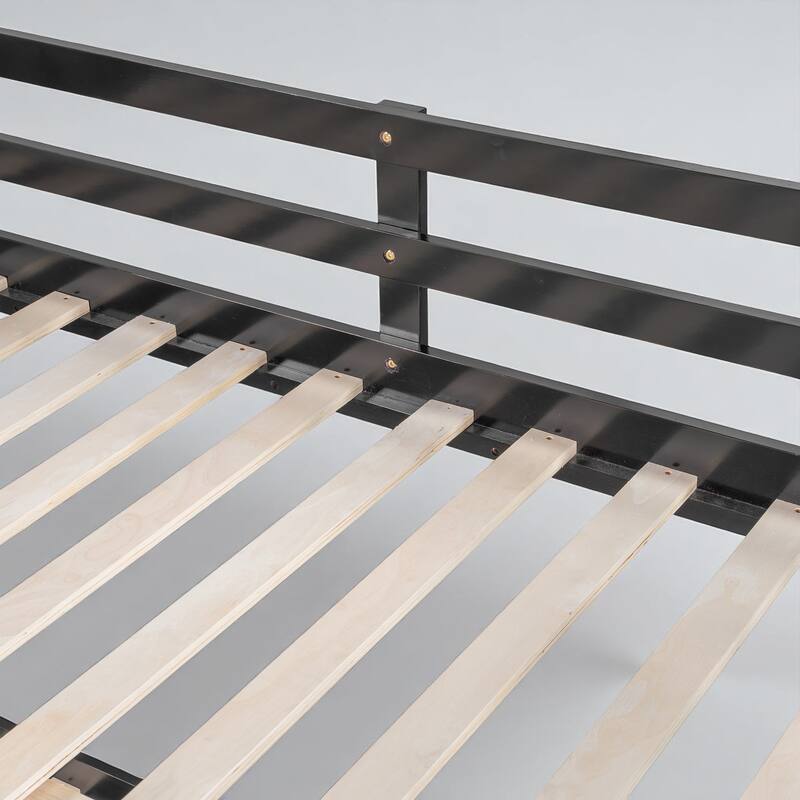 Solid Wood Full over Full Bunk Bed with Trundle, Detachable Beds with Safety Rails and Ladder, No Box Spring Needed