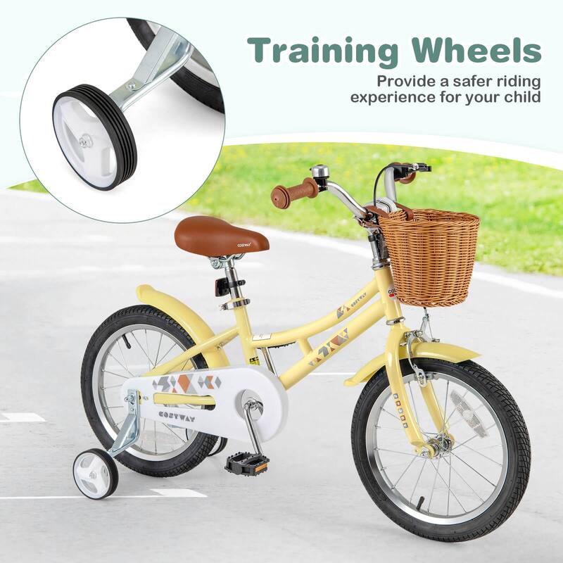 Costway 12"/14"/16"/18" Kids Bike with Height Adjustable Handlebar - See Details