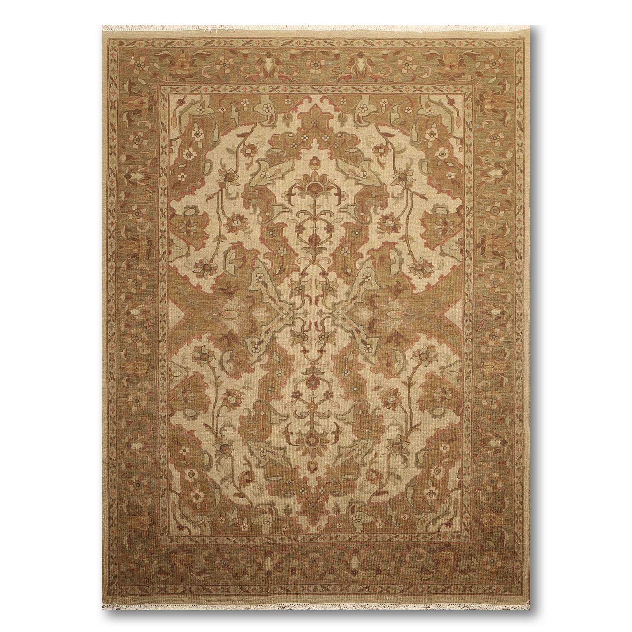 Noori Rug Sun-Faded Sitar Hand Knotted Area Rug 8'1 x 9'9 Brown/Ivory 
