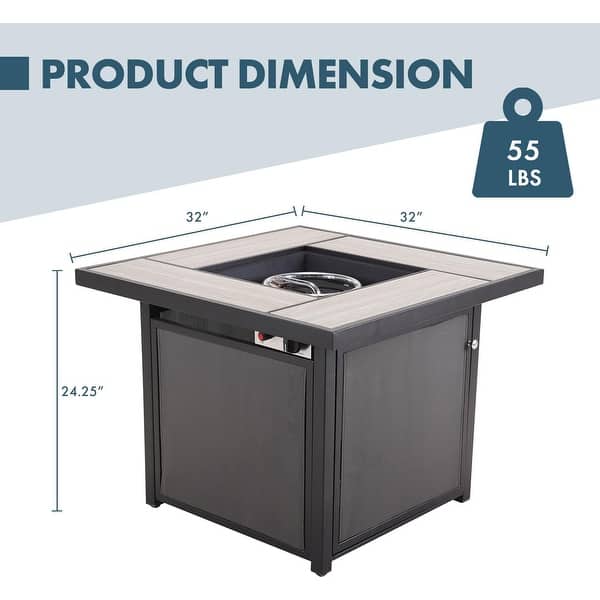 32 INCH Fire Pit Table, Propane Firepit Outdoor Gas Fire Pits Clearance
