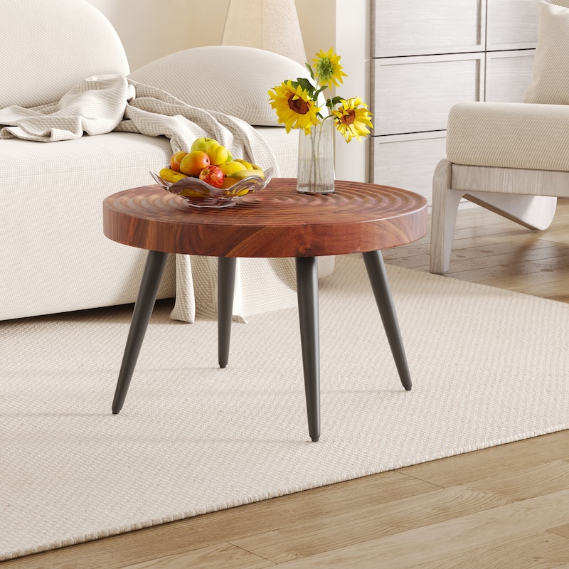 Modern Round Coffee Table - Annular Texture