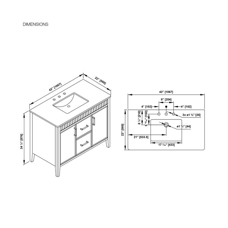 OVE Juliette Warm Walnut Bathroom Vanity with White Quartz Top