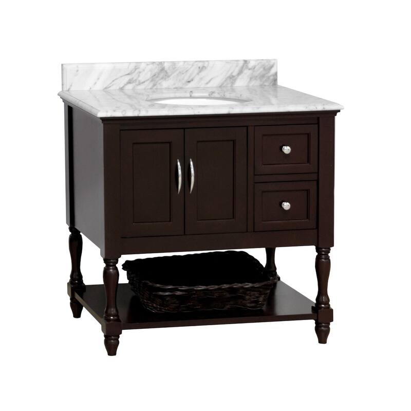 KitchenBathCollection Beverly 36" BathroomVanity w/ Carrara Marble Top