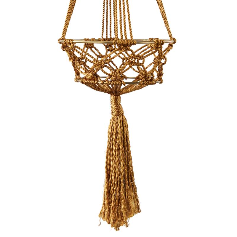 Intricately Handmade Fabric Hanging Macrame Wall Planter - Brown or White