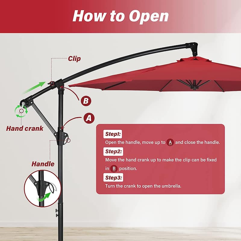 10ft Offset Umbrella Cantilever Patio Hanging Umbrella Bed Bath