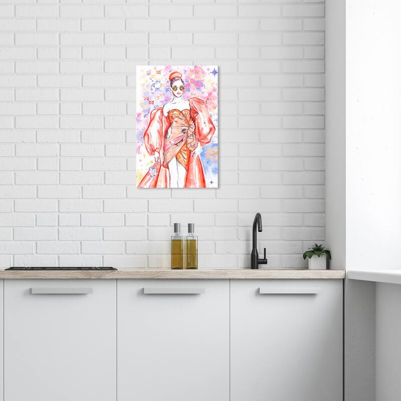 Wynwood Studio Canvas Fashion and Glam Orange Dress Doll Orange and Wall Art Canvas Print - 24 x 16