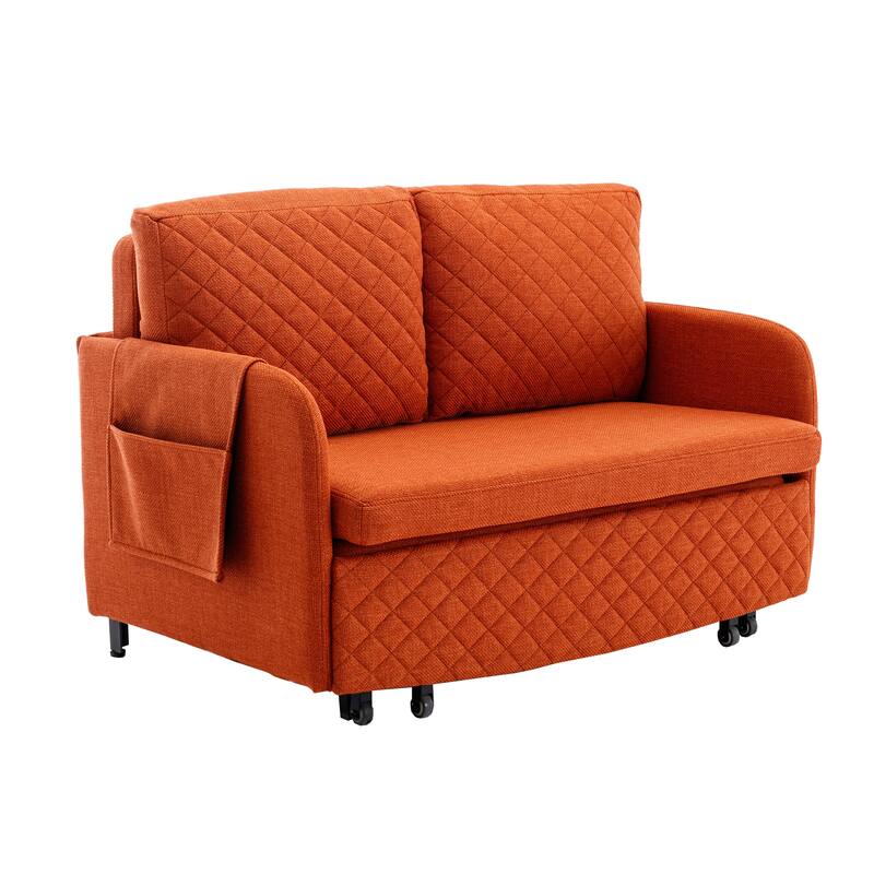 Modern Velvet Loveseat Couch with Pull Out Bed
