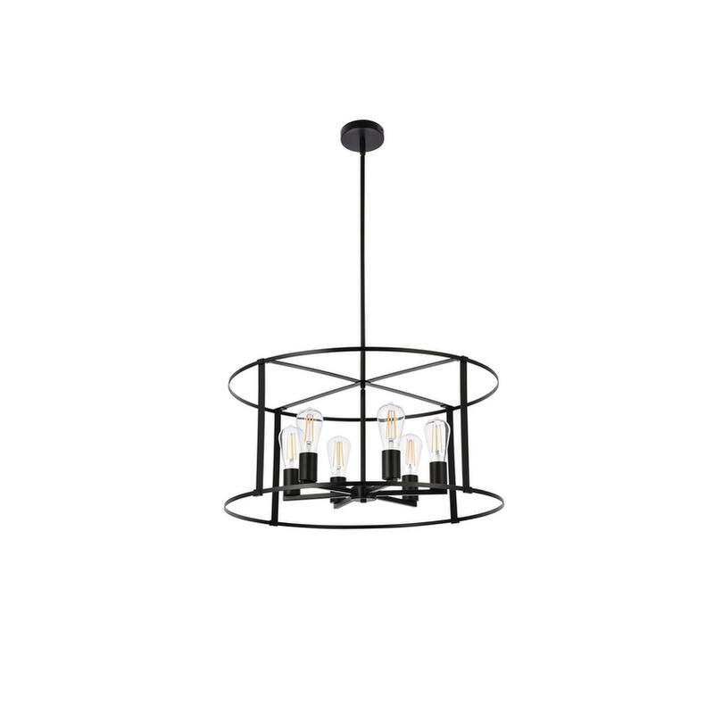 Aria 6 Light Pendant in black - 26 Inch