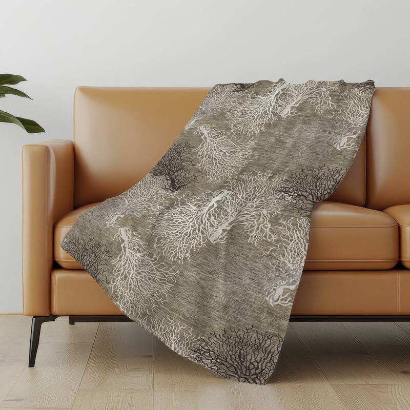 Premium Machine Washable ASB182 Coastal Coral Sherpa Throw Blanket - Latte - 4'2" x 5'10"