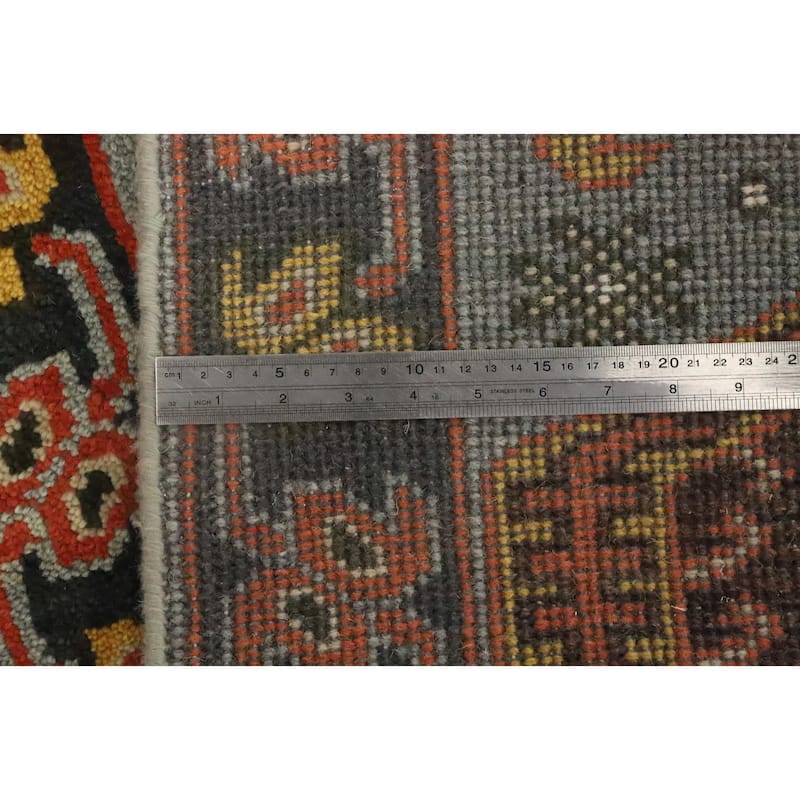 Hand Knotted Oriental 100% Wool Carpet Traditional Geometric Oranges & Rust Kazak Runner Rug - 9' 9'' X 2' 6''