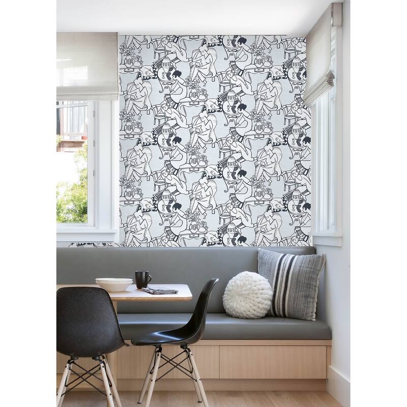 NuWallpaper Illustrative Blue Leisure Ladies Novelty Peel & Stick Wallpaper