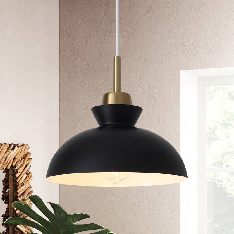 1-Light Hanging Ceiling Pendant Light Chandelier Light Fixture with Metal Shade for Kitchen Island