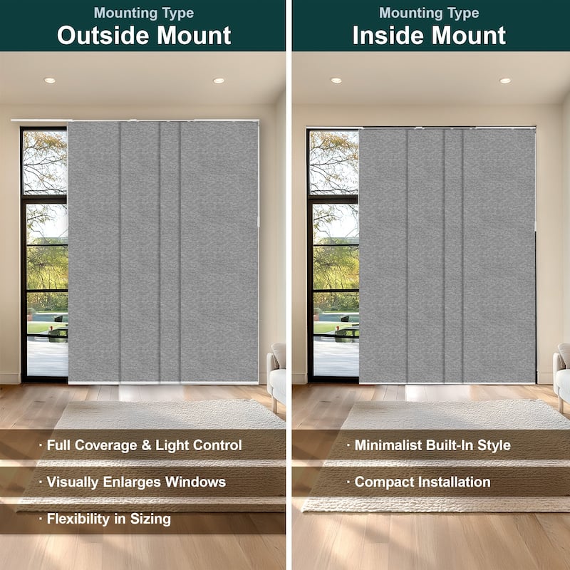 Chicology Calactta Grey Adjustable Cut-to-length Light Filtering Privacy Sliding Panels - Up to 80"W x 96"H