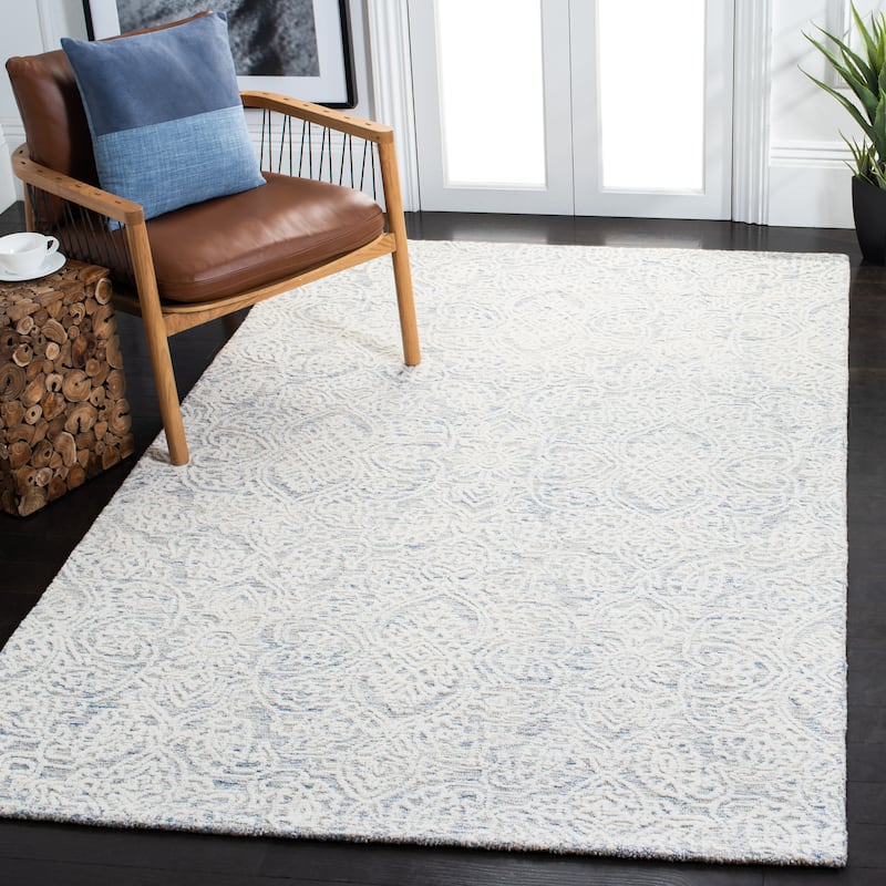 SAFAVIEH Handmade Metro Lorenzina French Country Wool Rug - 5' x 8' - Light Blue/Ivory - Rectangle