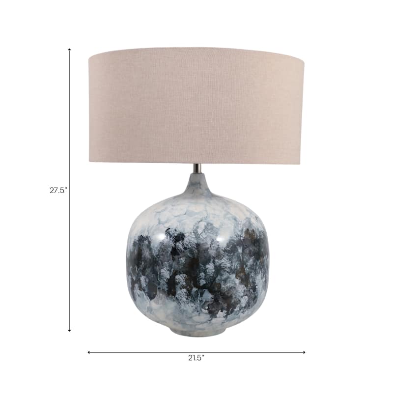 Metal Table Lamp Rounded Base Drum Shade Glam Modern Accent Lighting