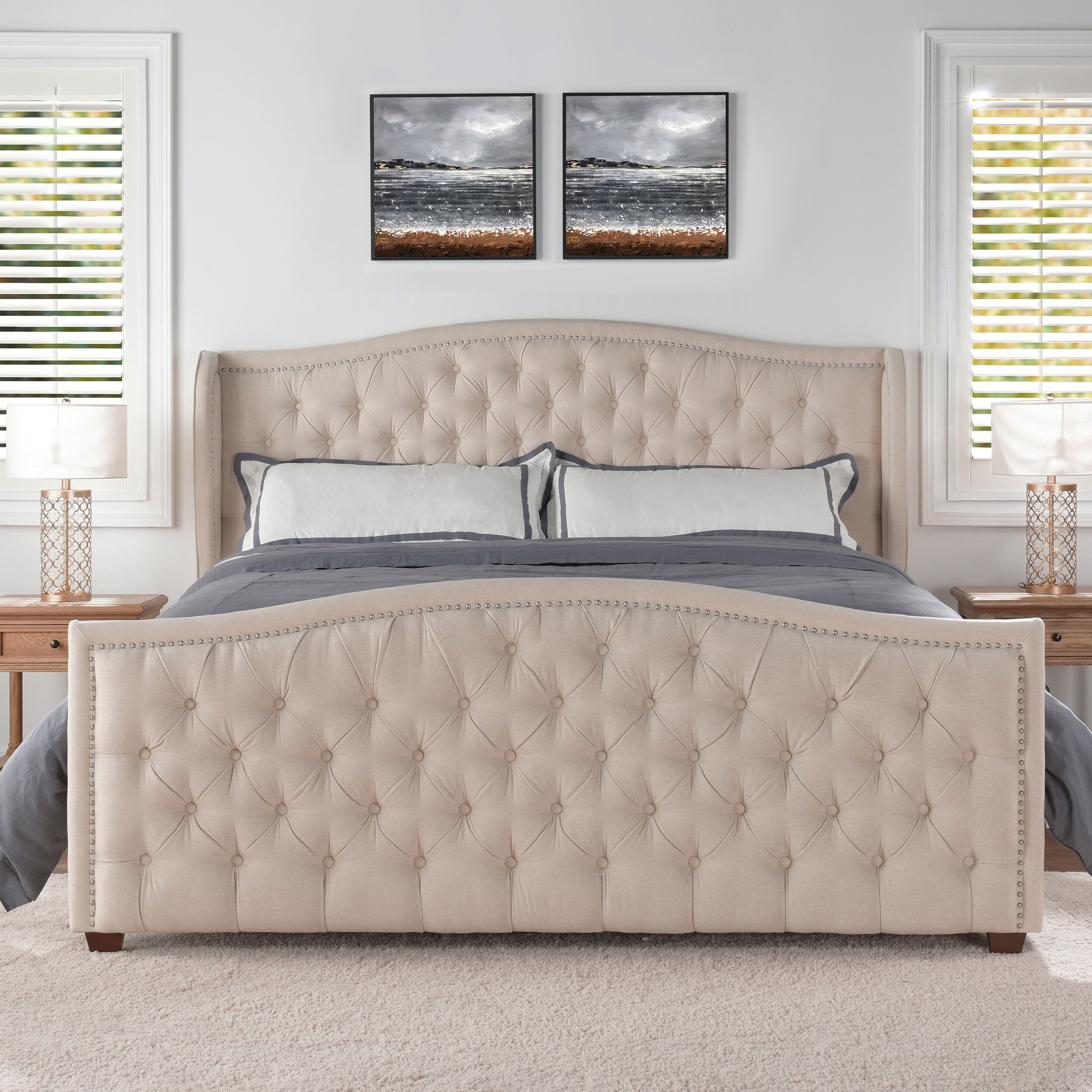 Marlon tufted upholstered shop standard bed