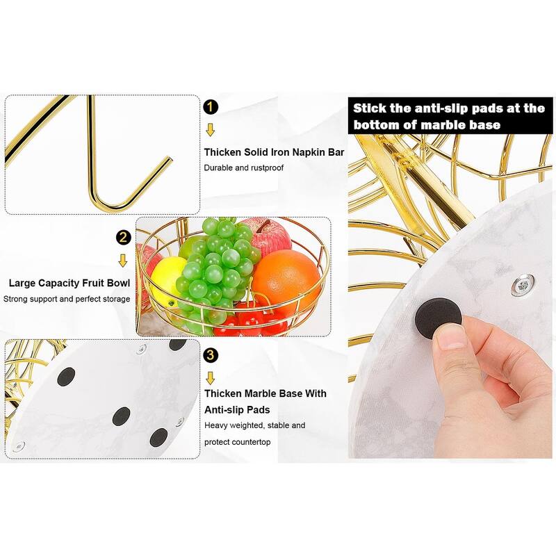 Fruit Basket Bowl with Banana Hanger, Metal Fruit Vegetable Storage Basket with Banana Holder