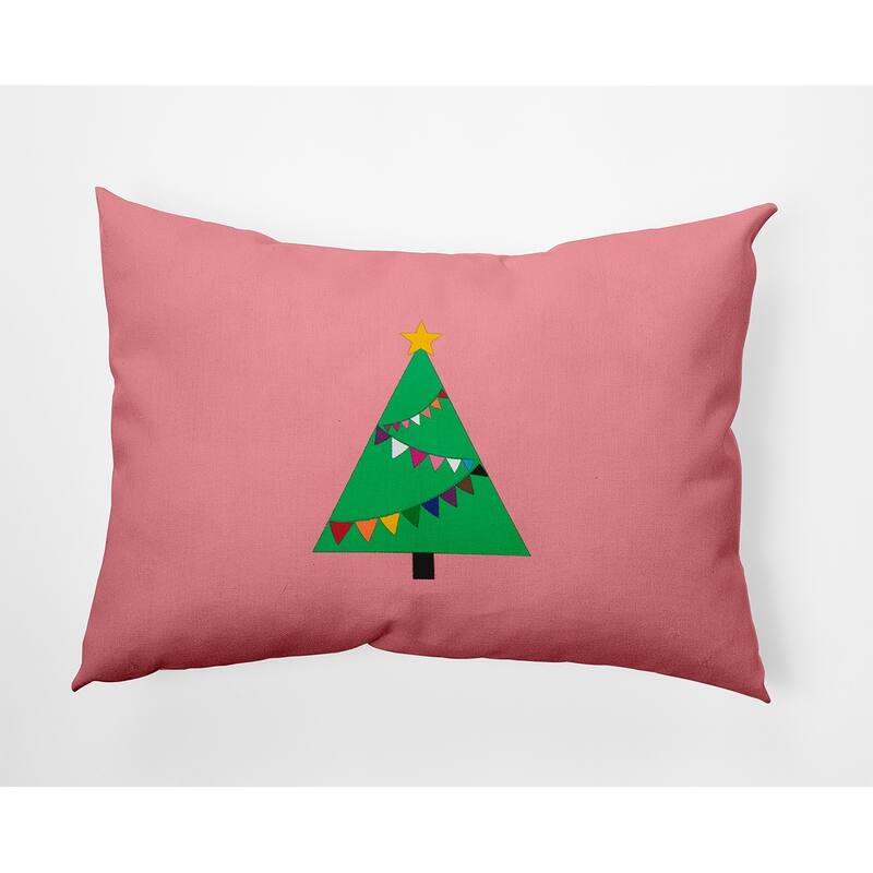 Pride Garland Tree Christmas Accent Pillow - 14" x 20" - Pink Icing