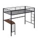 preview thumbnail 4 of 13, Minimally Designed Twin Size Metal Loft Bed Kids Bed with Studying Desk,Ladder and Guardrails