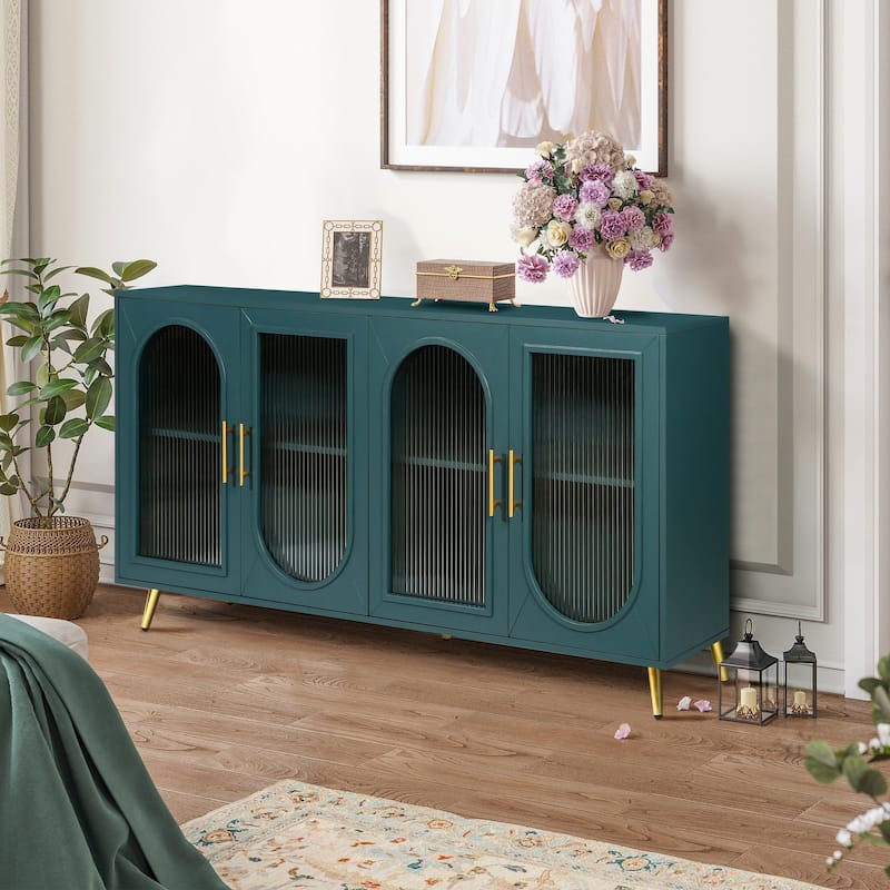 59.8'' TV Stand with Storage Cabinet and Adjustable Shelves