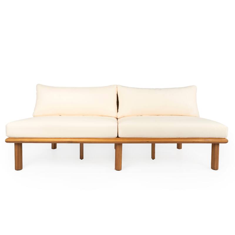 Christopher Knight Home - Ardeno Outdoor Acacia Wood Sofa Loveseat with Cushions and Water-Repellent Fabric - 71.54